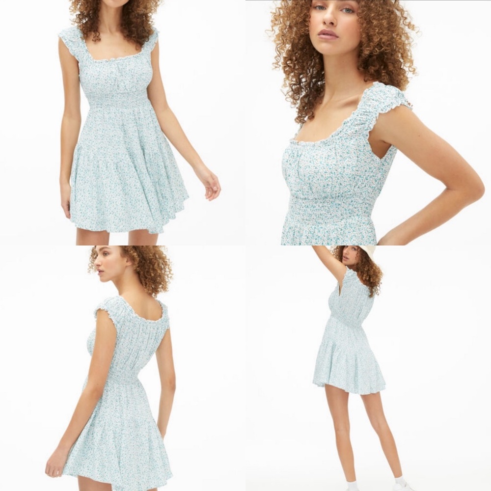Blue Floral Cottage Mini Dress